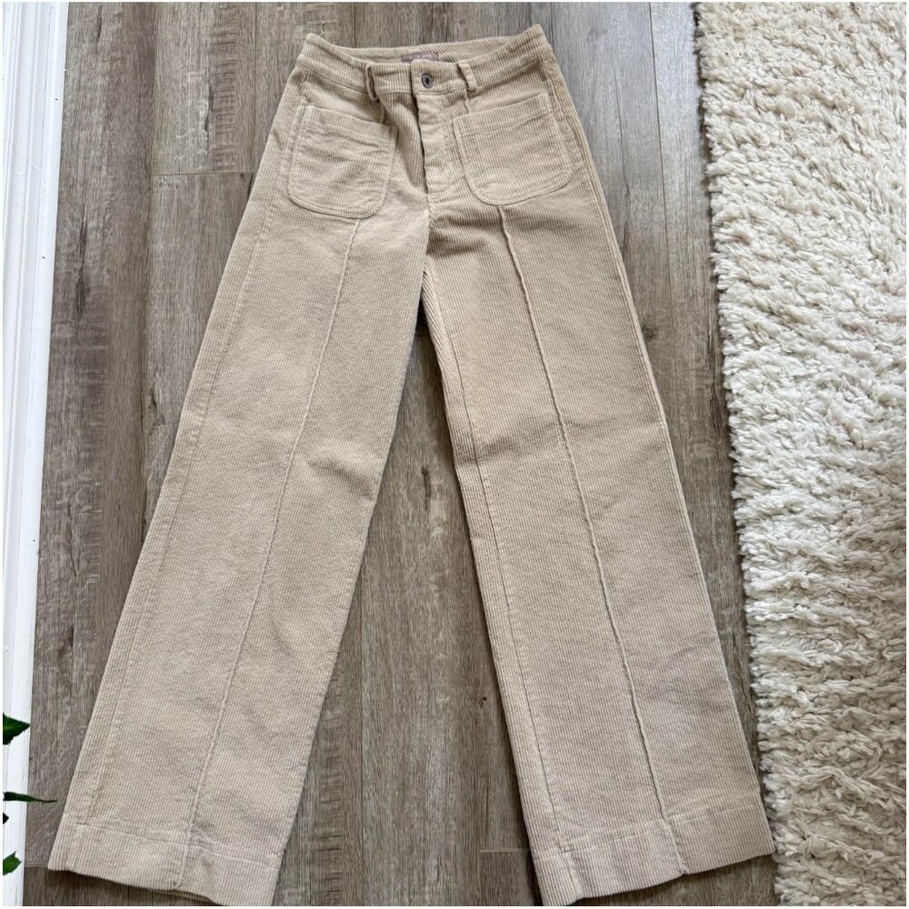 One Beige Corduroy Straight-Leg Pants – Size S (US S) (European brand)